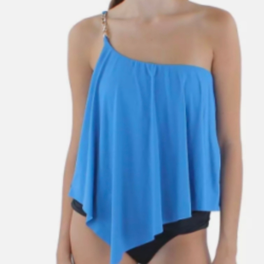 Michael Kors Blue One-Shoulder Top